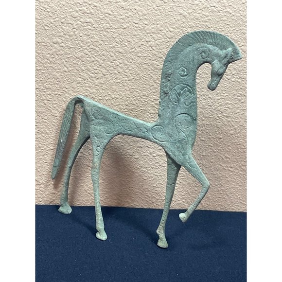 MCM Patinated Etruscan Horse Modernist Large Figurine Vintage 10" - Picture 3 of 7